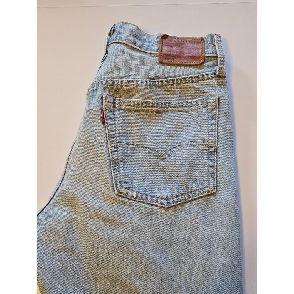 Levis 501 Selvedge Jeans White Oak Cone Denim Womens 25 Blue Distressed Skinny - Picture 10 of 16